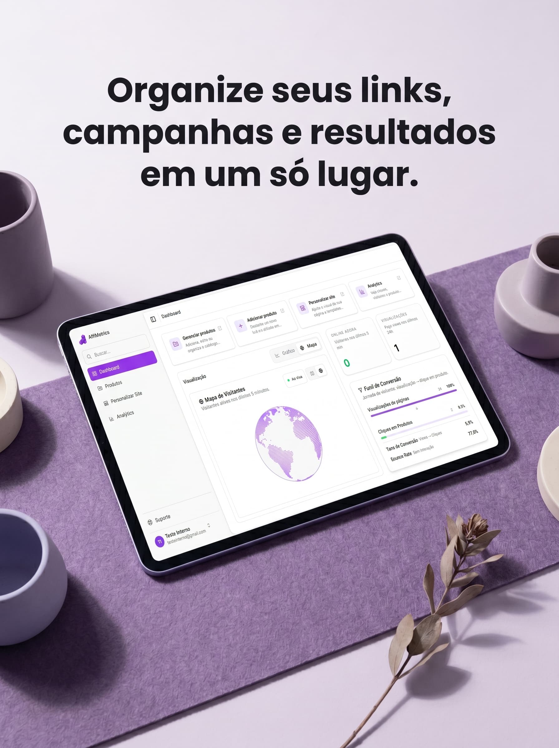 Prévia ilustrativa de desempenho de campanhas